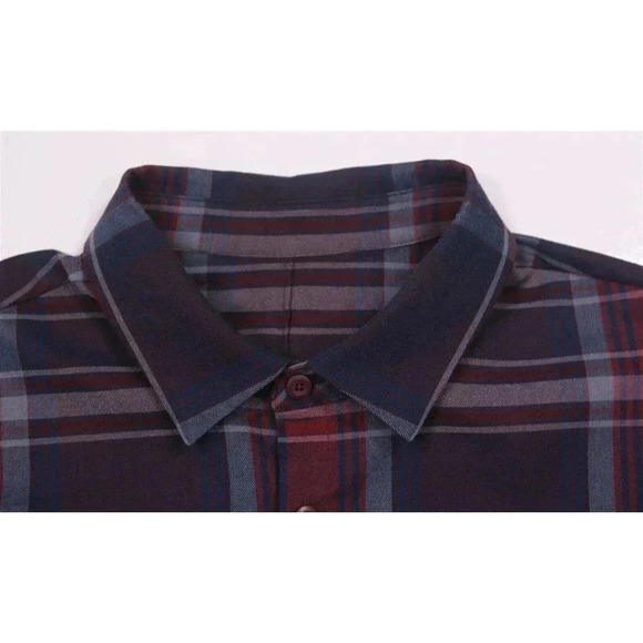 Lululemon Navy Blue/Red Button-Up Casual Shirt~ Medium - Picture 5 of 7